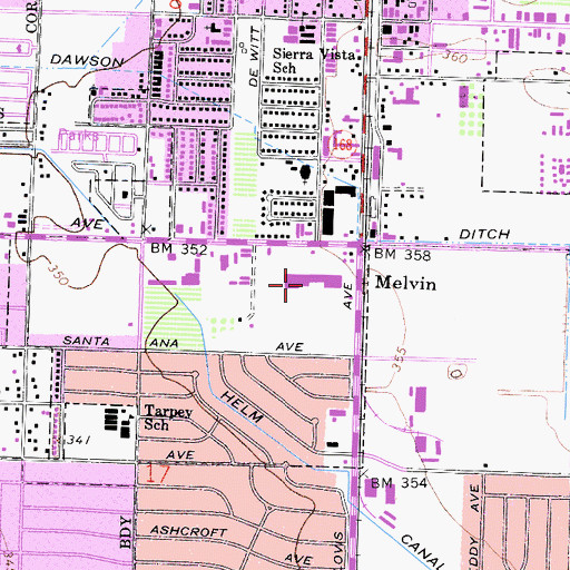 Topographic Map of Sierra Vista Shopping Center, CA