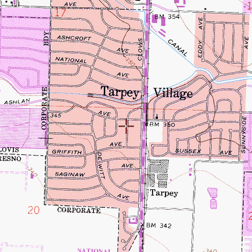 Topographic Map of Tarpley Village Shopping Center, CA