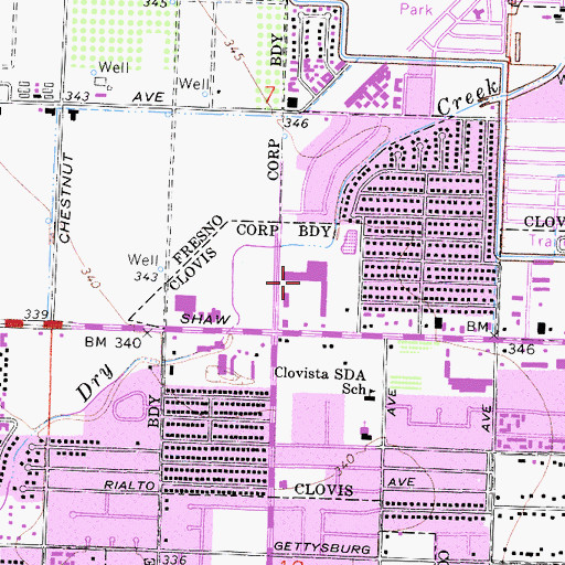 Topographic Map of Western Village Shopping Center, CA