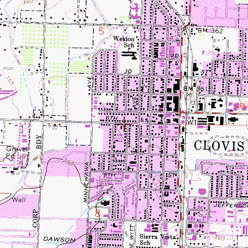 Topographic Map of Bullard Avenue Baptist Church, CA