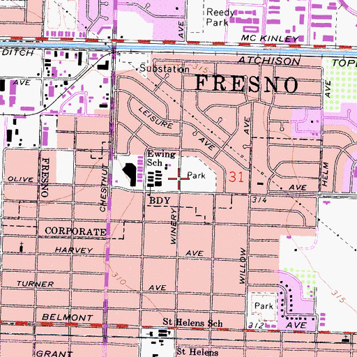 Topographic Map of Carozza Park, CA