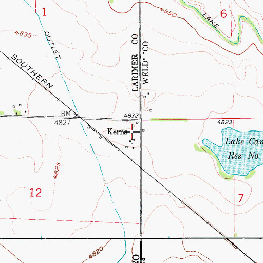 Topographic Map of Kerns, CO