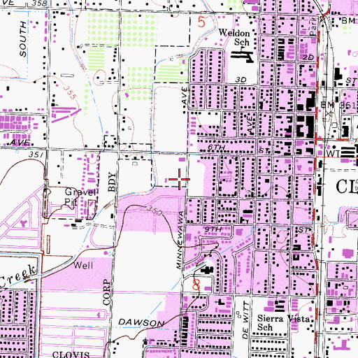 Topographic Map of Clovis Post Office, CA