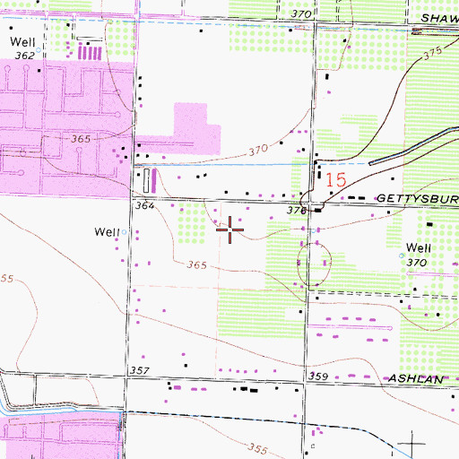 Topographic Map of Gettysburg Elementary School, CA