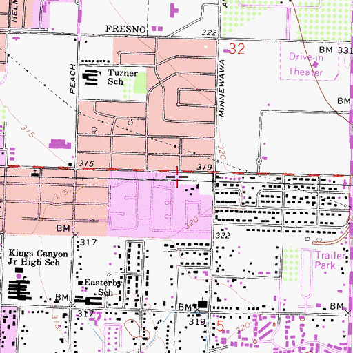 Topographic Map of Harmony Free Will Baptist Church, CA