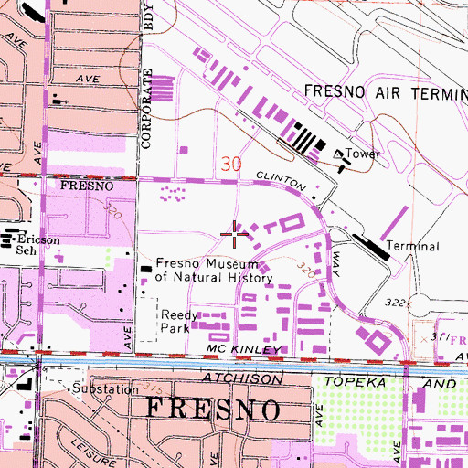 Topographic Map of Phillips Junior College Fresno Campus, CA