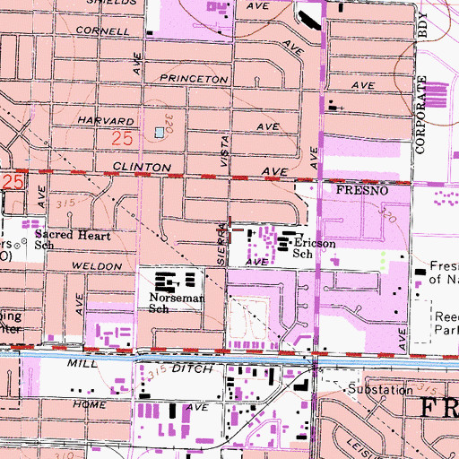 Topographic Map of Zion Congregational Church, CA