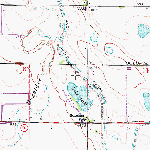 Topographic Map of Baker Lake, CO