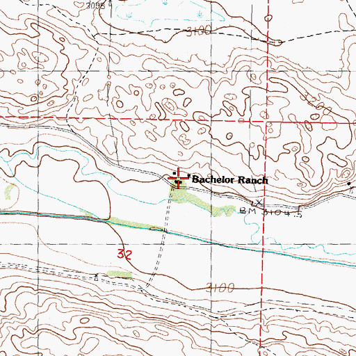 Topographic Map of Bachelor Ranch, NE