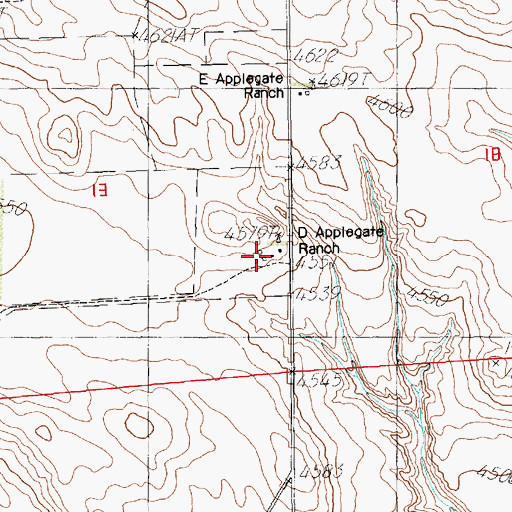 Topographic Map of D Applegate Ranch, NE