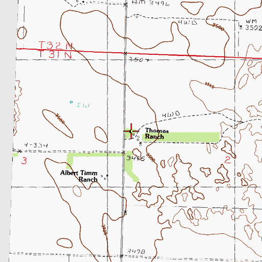 Topographic Map of Thomas Ranch, NE