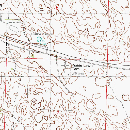 Topographic Map of Prairie Lawn Cemetery, NE