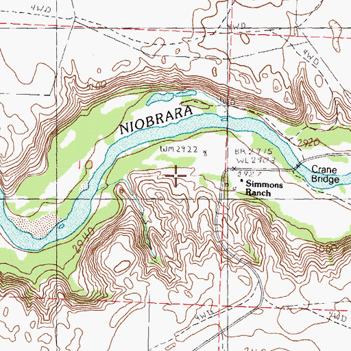Topographic Map of Simmons Ranch, NE