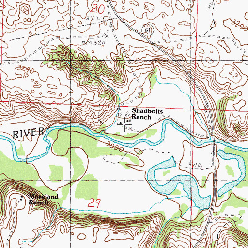 Topographic Map of Shadbolts Ranch, NE