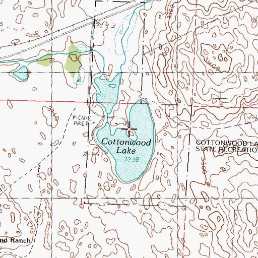 Topographic Map of Cottonwood Lake State Recreation Area, NE