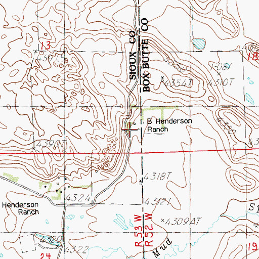 Topographic Map of B Henderson Ranch, NE