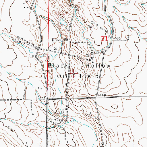 Topographic Map of Black Hollow Oil Field, CO