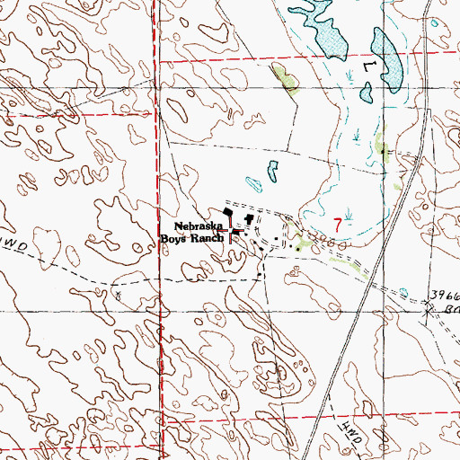 Topographic Map of Nebraska Boys Ranch, NE