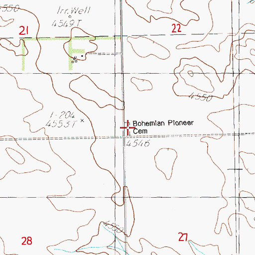Topographic Map of Bohemian Pioneer Cemetery, NE