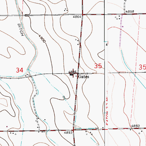 Topographic Map of Gates, CO