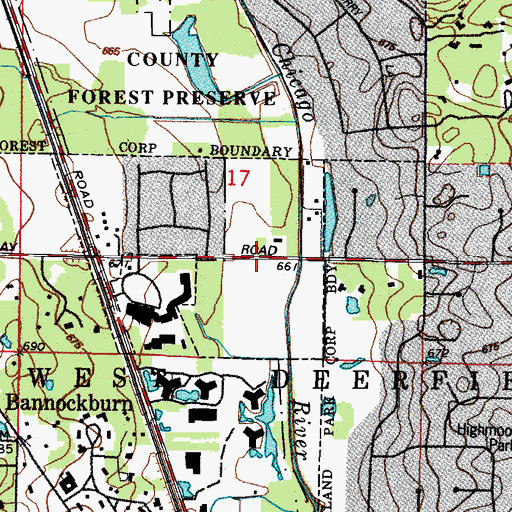 Topographic Map of Del Mar Woods, IL