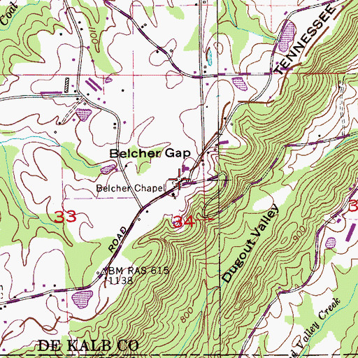 Topographic Map of Belchers Chapel Cemetery, AL