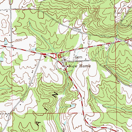 Topographic Map of New Home School (historical), AL
