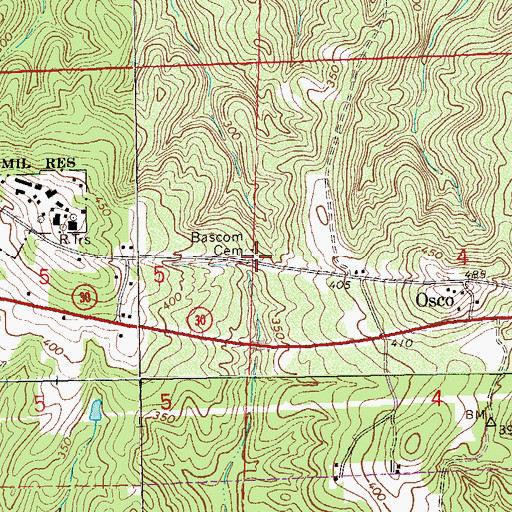 Topographic Map of Bascom Church (historical), AL