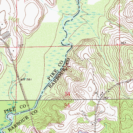 Topographic Map of Days Mill (historical), AL