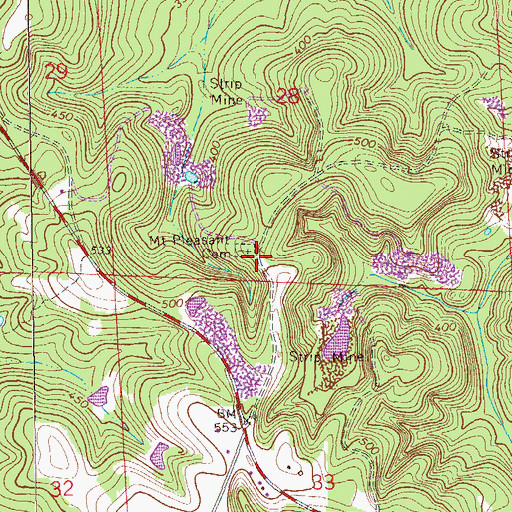 Topographic Map of Mount Pleasant Church (historical), AL