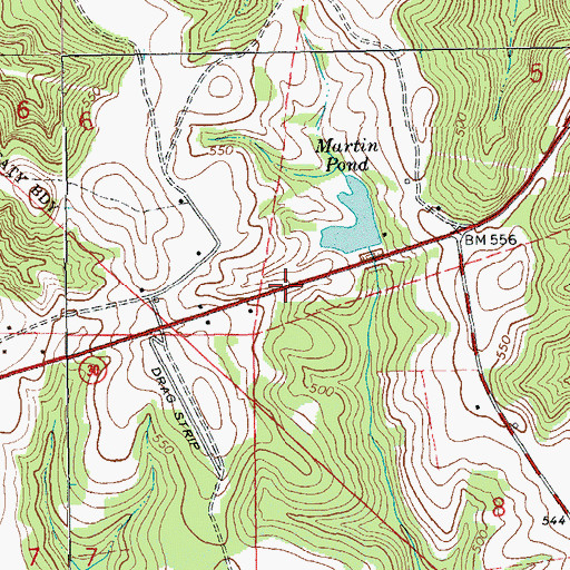 Topographic Map of Stewarts Gin (historical), AL