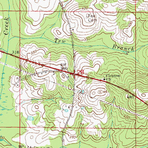 Topographic Map of Tew, AL