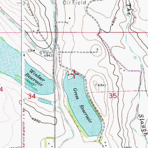 Topographic Map of Gress Reservoir, CO
