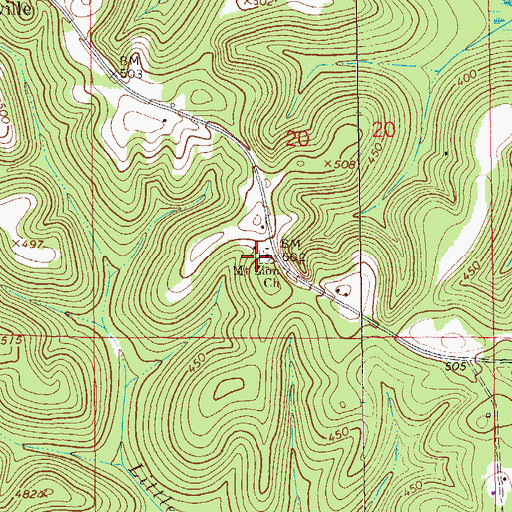 Topographic Map of Mount Zion Cemetery, AL