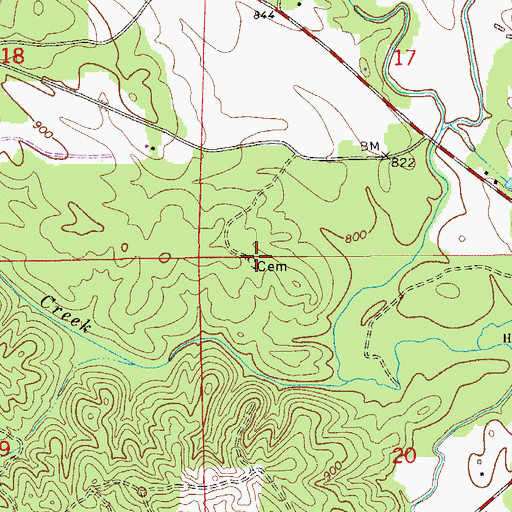 Topographic Map of Antioch Cemetery, AL