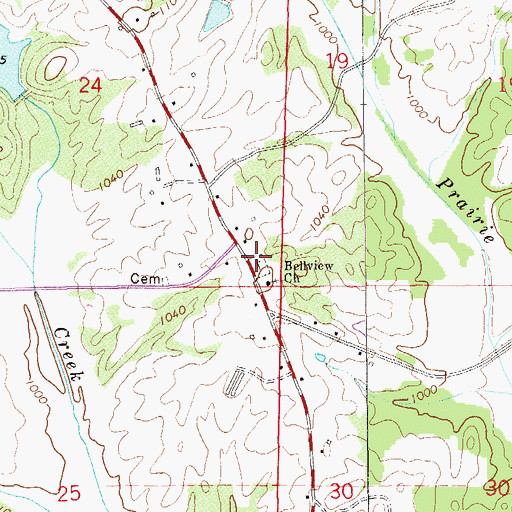 Topographic Map of Bellview Cemetery, AL