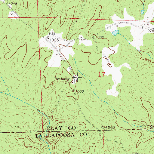 Topographic Map of Bethany Cemetery, AL