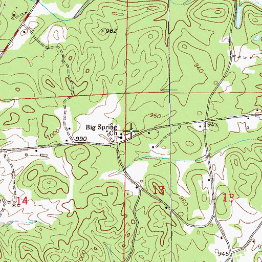 Topographic Map of Big Springs Cemetery, AL