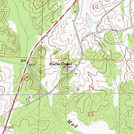 Topographic Map of Black Chapel Cemetery, AL