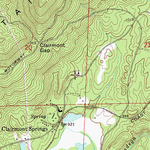 Topographic Map of Clairmont Springs Cemetery, AL