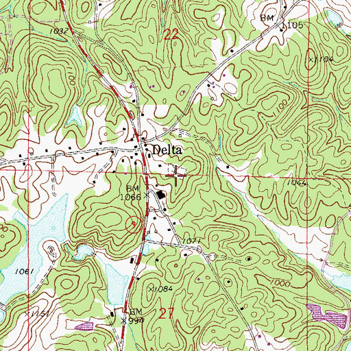 Topographic Map of Delta Cemetery, AL