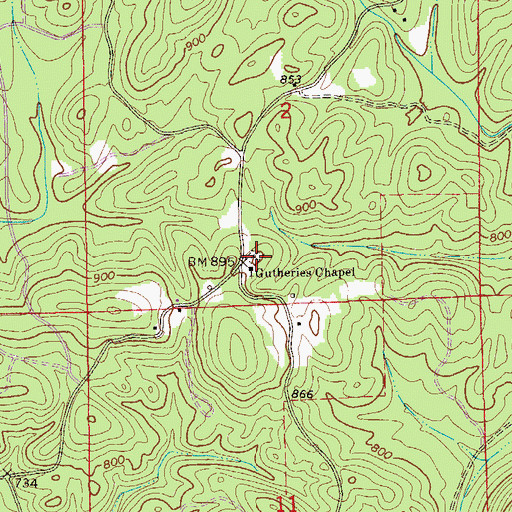 Topographic Map of Gutherie Chapel Cemetery, AL