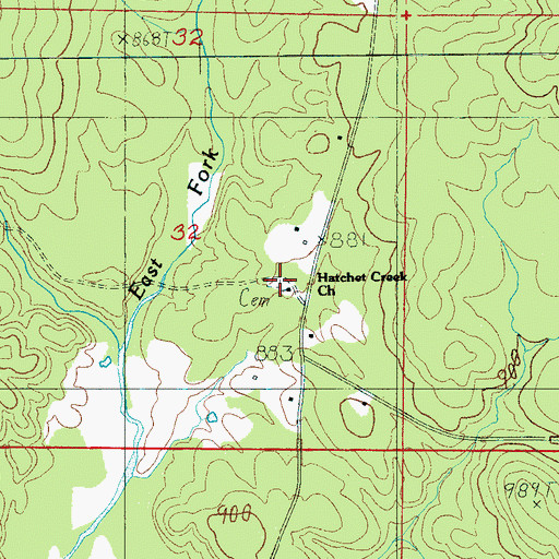Topographic Map of Hatchett Creek Cemetery, AL