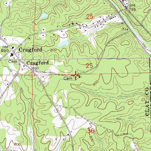 Topographic Map of Jehovah Cemetery, AL
