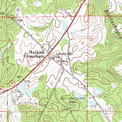 Topographic Map of Liberty Hill Cemetery, AL