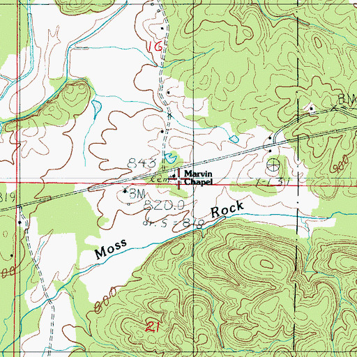 Topographic Map of Marvin Chapel Cemetery, AL