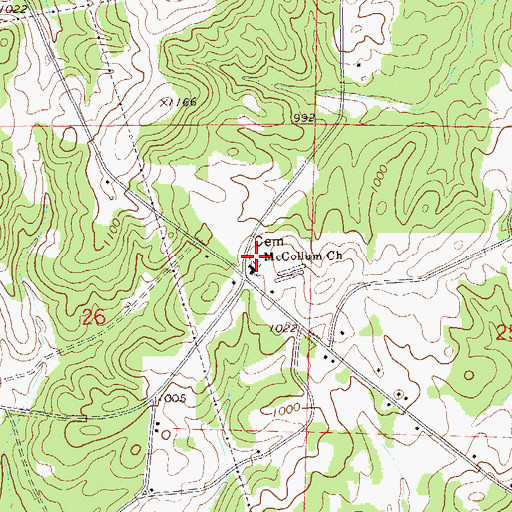 Topographic Map of McCollum Cemetery, AL