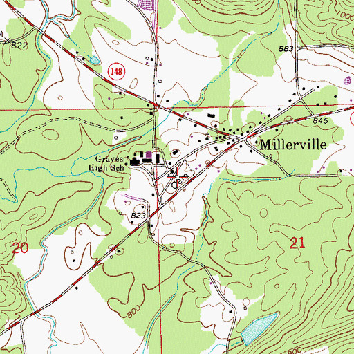 Topographic Map of Millerville Cemetery, AL