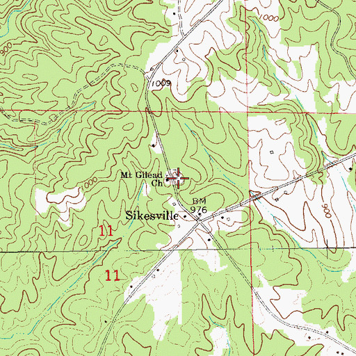 Topographic Map of Mount Gilead Cemetery, AL