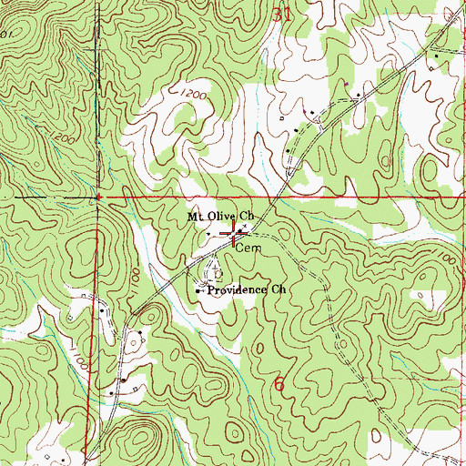 Topographic Map of Mount Olive Cemetery, AL